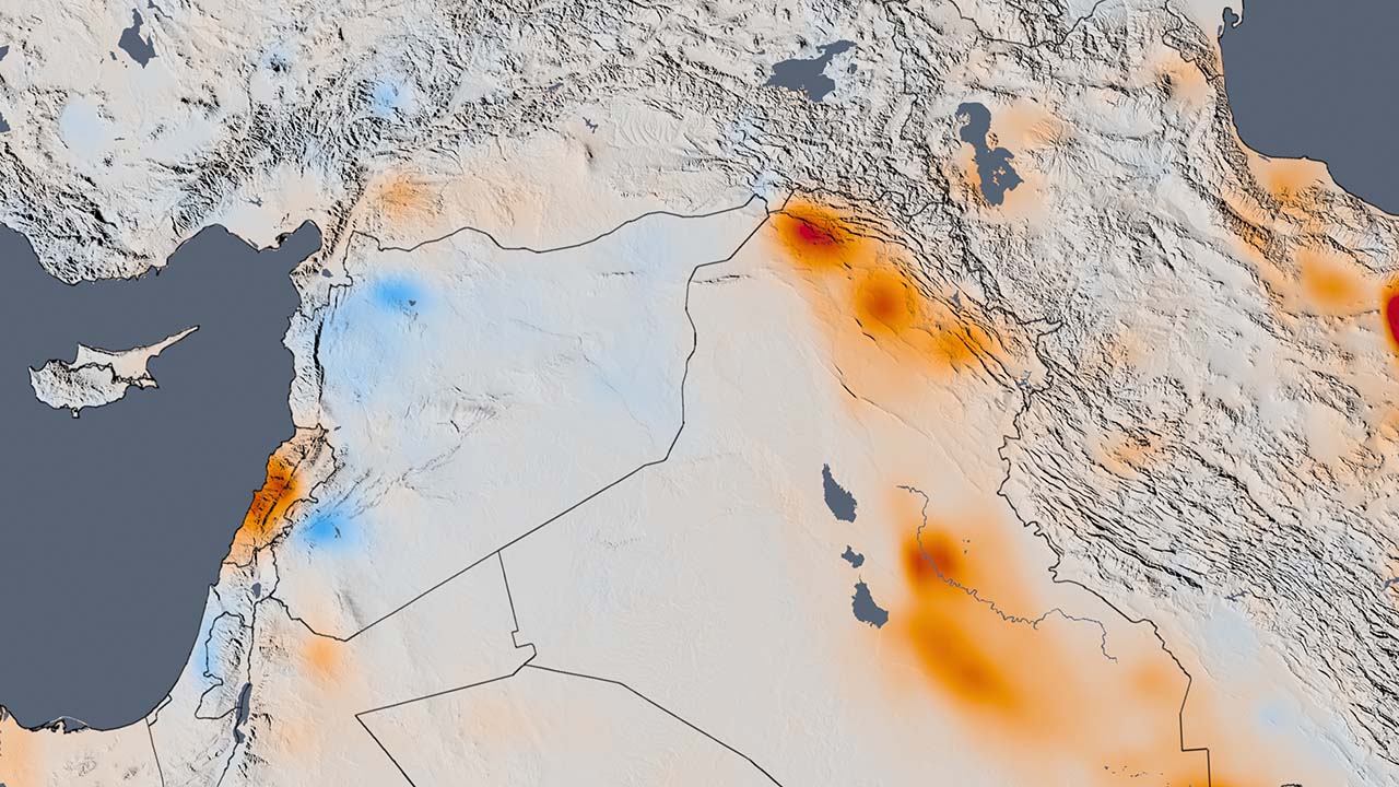 Middle East Regional Changes in NO2, 2005-2016