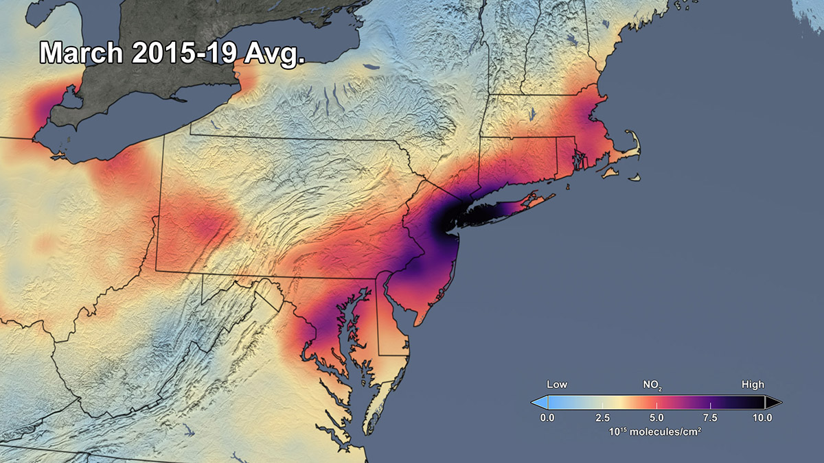 2015-2019 Average NO2 for the Northeast US