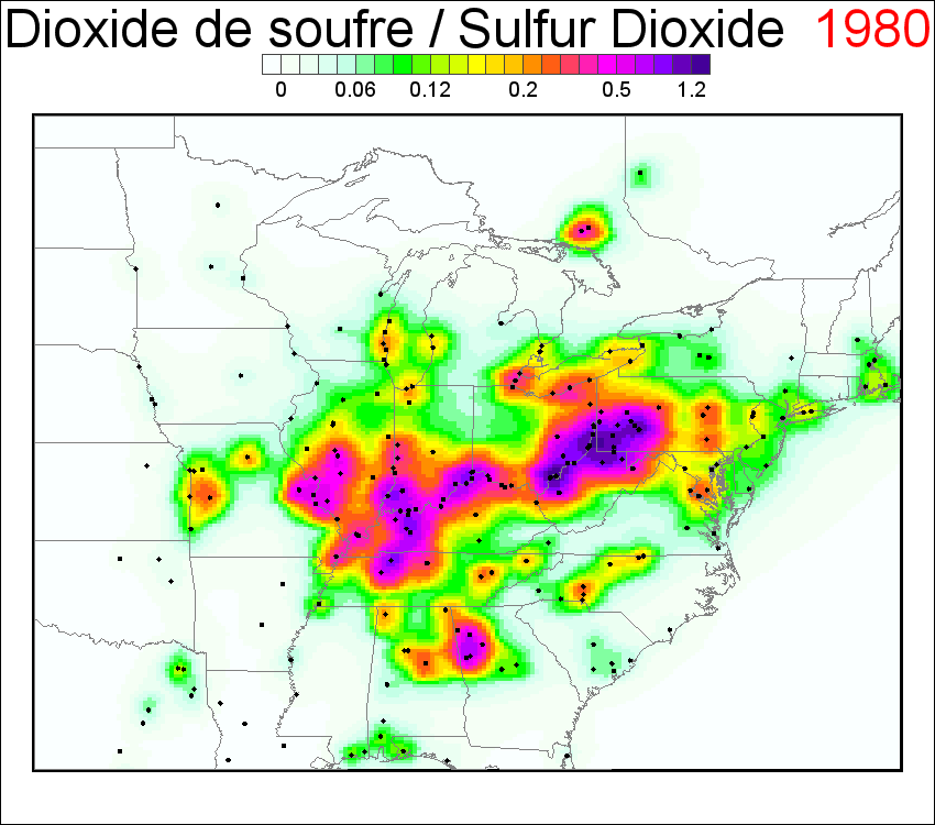 Estimated Changes in Sulfur Dioxide from 1980 to 2015